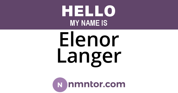 Elenor Langer