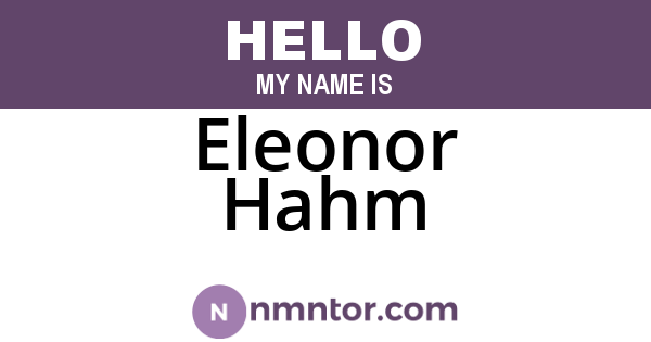 Eleonor Hahm