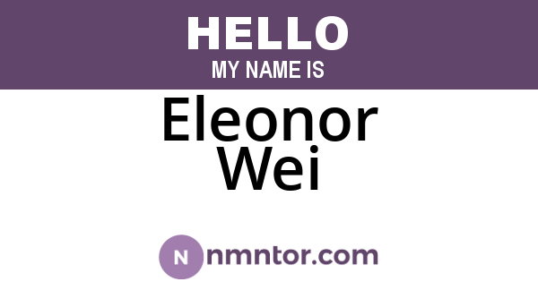 Eleonor Wei