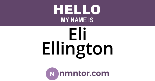 Eli Ellington