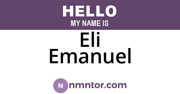 Eli Emanuel