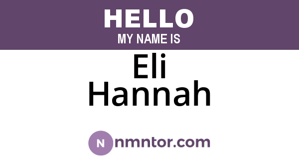 Eli Hannah