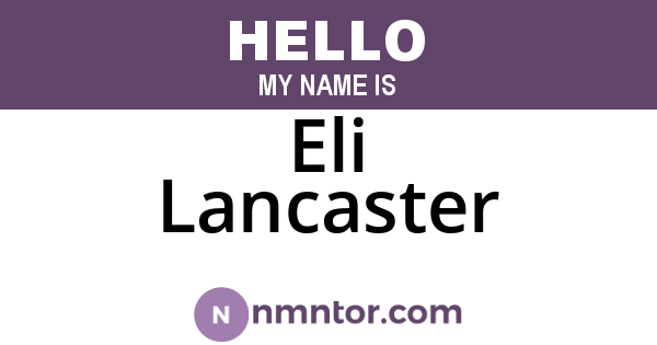 Eli Lancaster