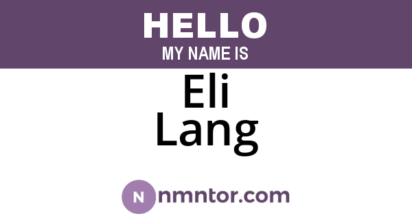 Eli Lang