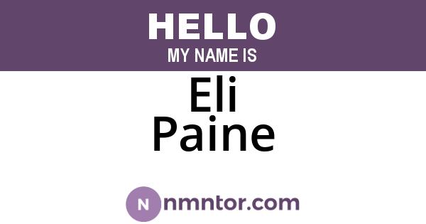 Eli Paine