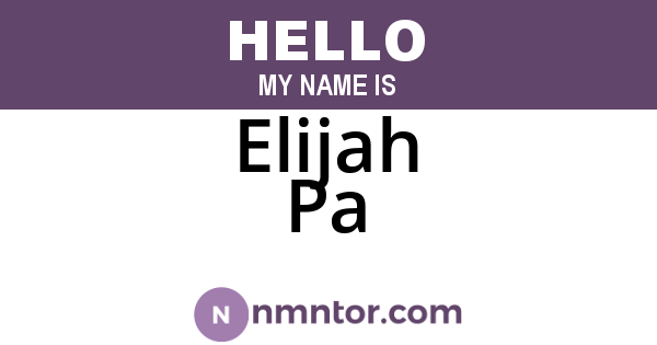 Elijah Pa