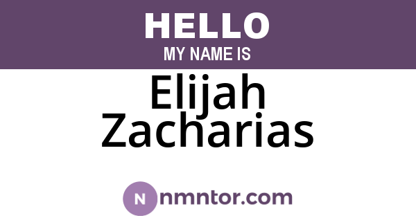 Elijah Zacharias
