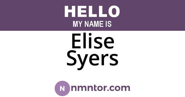 Elise Syers