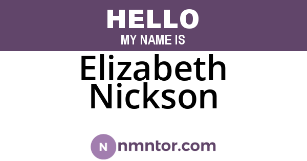 Elizabeth Nickson