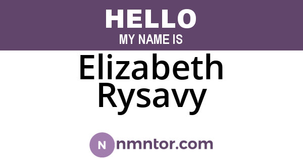 Elizabeth Rysavy