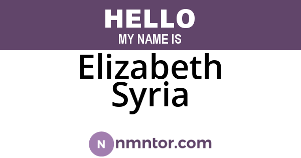 Elizabeth Syria