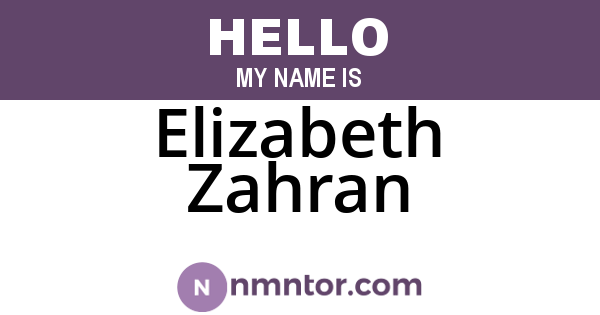 Elizabeth Zahran