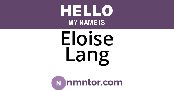 Eloise Lang