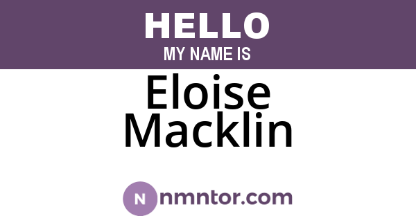 Eloise Macklin