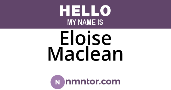Eloise Maclean