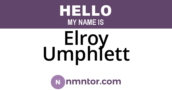 Elroy Umphlett