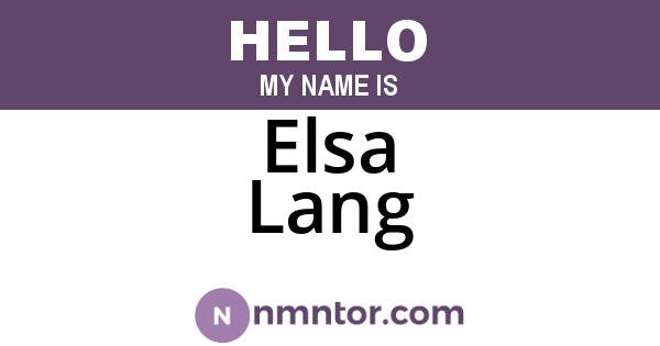 Elsa Lang