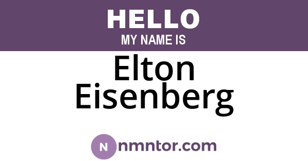 Elton Eisenberg