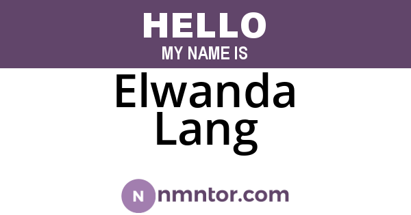 Elwanda Lang