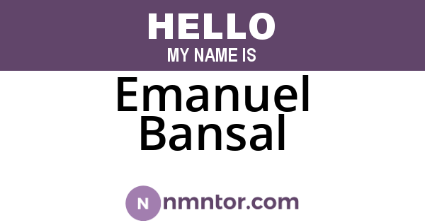 Emanuel Bansal