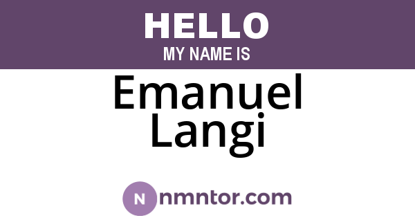 Emanuel Langi