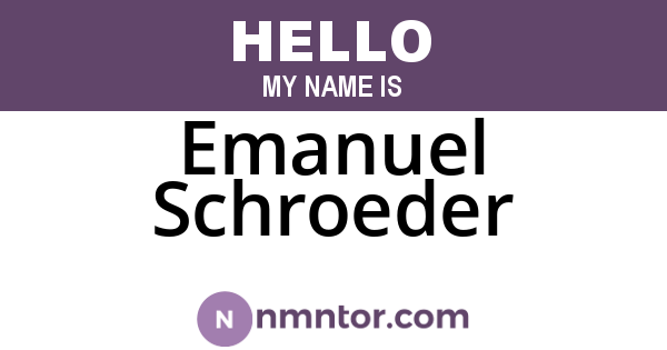 Emanuel Schroeder