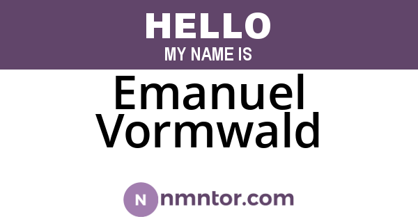 Emanuel Vormwald