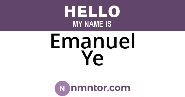 Emanuel Ye
