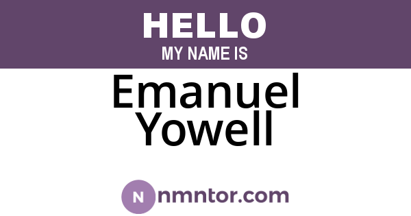 Emanuel Yowell