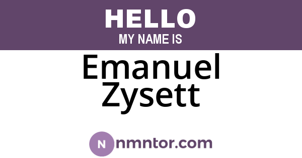 Emanuel Zysett