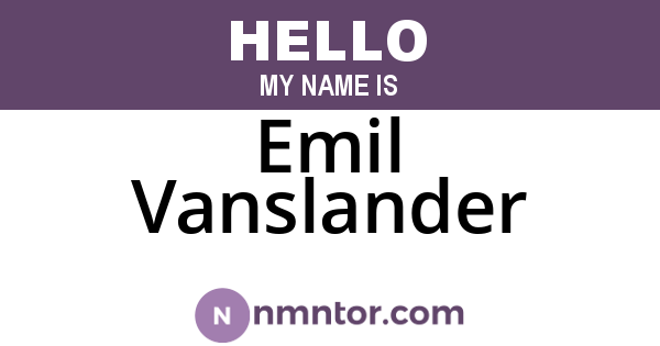 Emil Vanslander