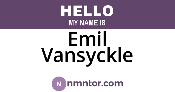 Emil Vansyckle