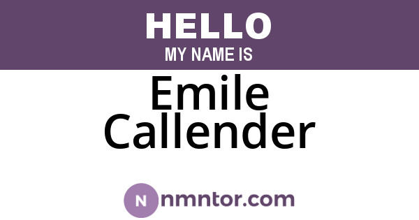 Emile Callender