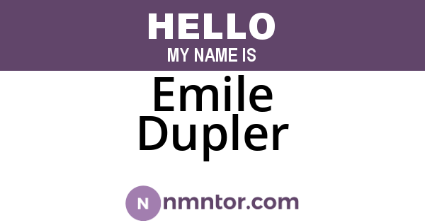 Emile Dupler