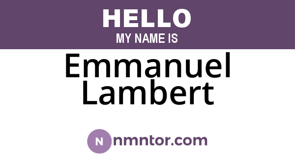 Emmanuel Lambert
