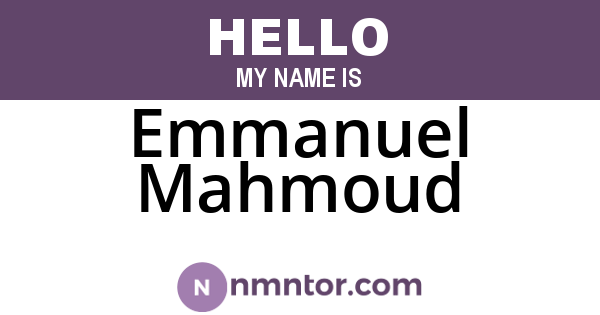 Emmanuel Mahmoud