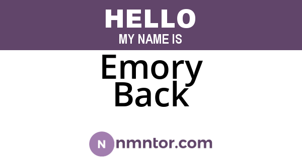 Emory Back