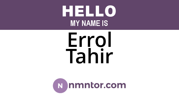 Errol Tahir