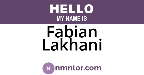 Fabian Lakhani