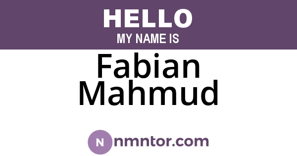 Fabian Mahmud