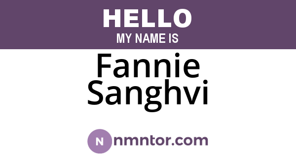 Fannie Sanghvi