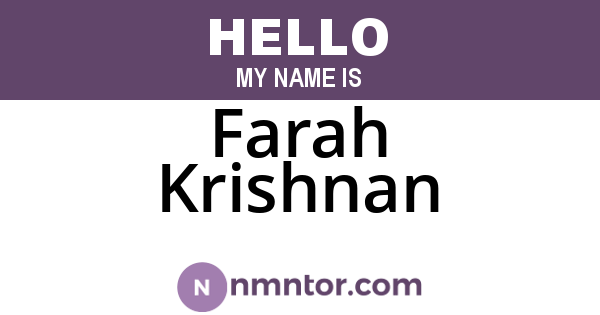 Farah Krishnan