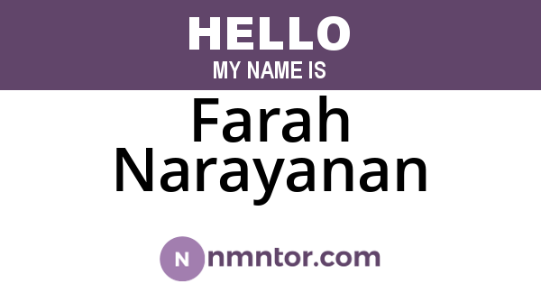 Farah Narayanan