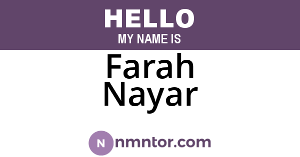 Farah Nayar