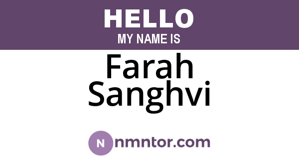 Farah Sanghvi