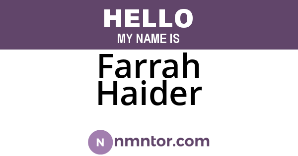 Farrah Haider