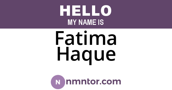 Fatima Haque