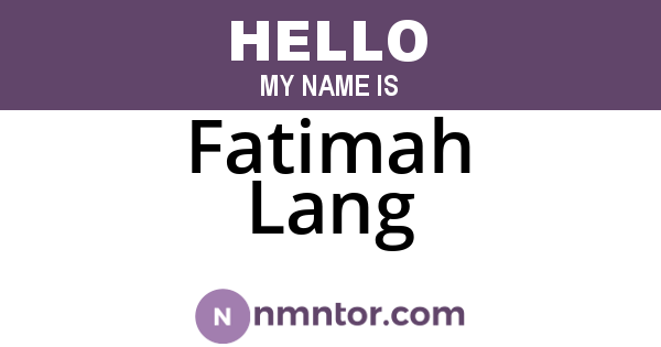 Fatimah Lang