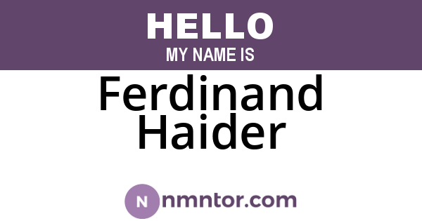 Ferdinand Haider