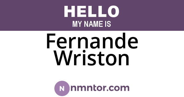 Fernande Wriston